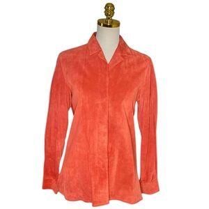 JONES | Women’s Orange Suede Leather Shacket Shirt Size S Western Classic